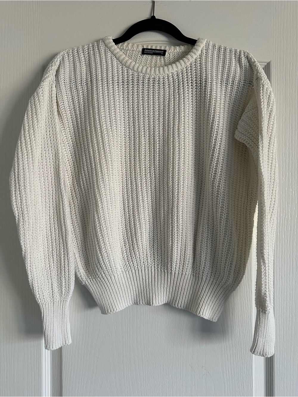 American Apparel White US XS Fisherman Crewneck Sweater